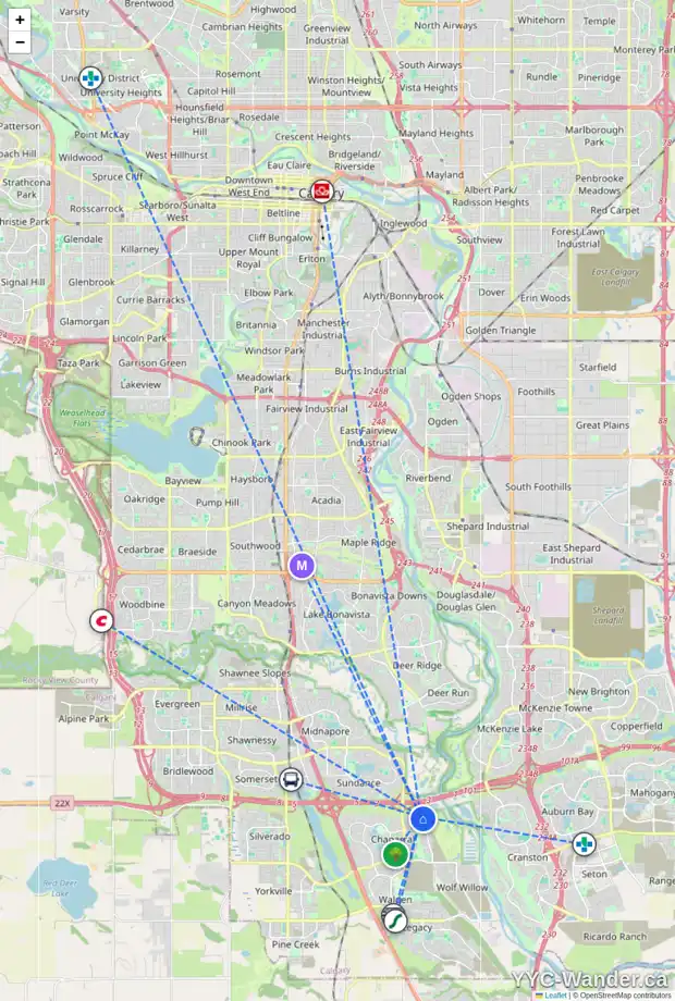 Daily accessibility map for 388 CHAPARRAL VALLEY WY SE, Calgary showing nearby schools, grocery stores, parks, LRT stations and nearby amenities