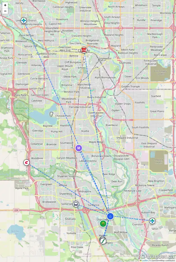 Daily accessibility map for 164 CHAPARRAL VALLEY VW SE, Calgary showing nearby schools, grocery stores, parks, LRT stations and nearby amenities
