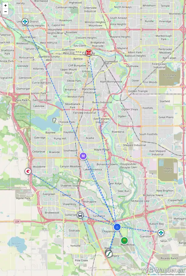 Daily accessibility map for 117 CHAPARRAL VALLEY ME SE, Calgary showing nearby schools, grocery stores, parks, LRT stations and nearby amenities