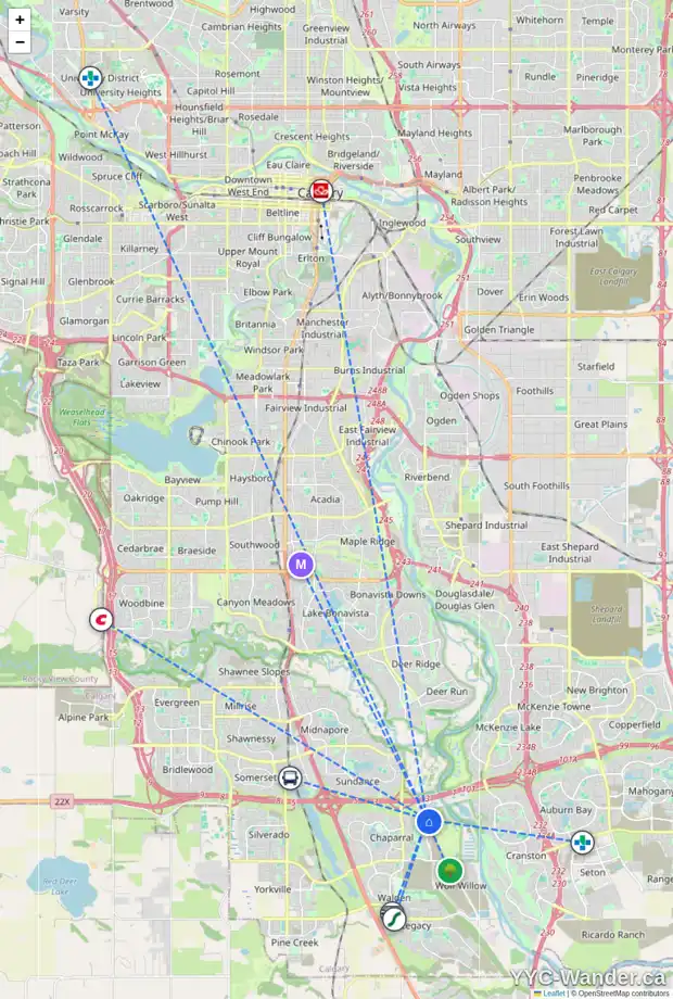 Daily accessibility map for 272 CHAPARRAL VALLEY ME SE, Calgary showing nearby schools, grocery stores, parks, LRT stations and nearby amenities