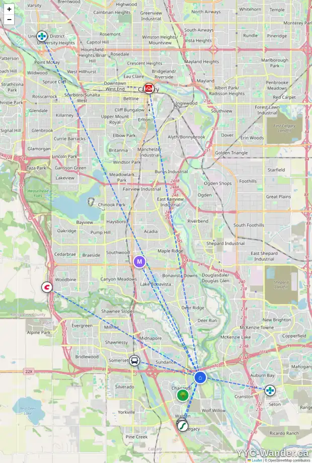 Daily accessibility map for 210 CHAPARRAL VALLEY WY SE, Calgary showing nearby schools, grocery stores, parks, LRT stations and nearby amenities