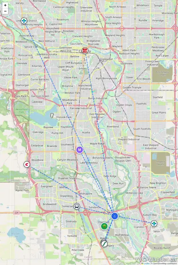 Daily accessibility map for 211 CHAPARRAL VALLEY WY SE, Calgary showing nearby schools, grocery stores, parks, LRT stations and nearby amenities