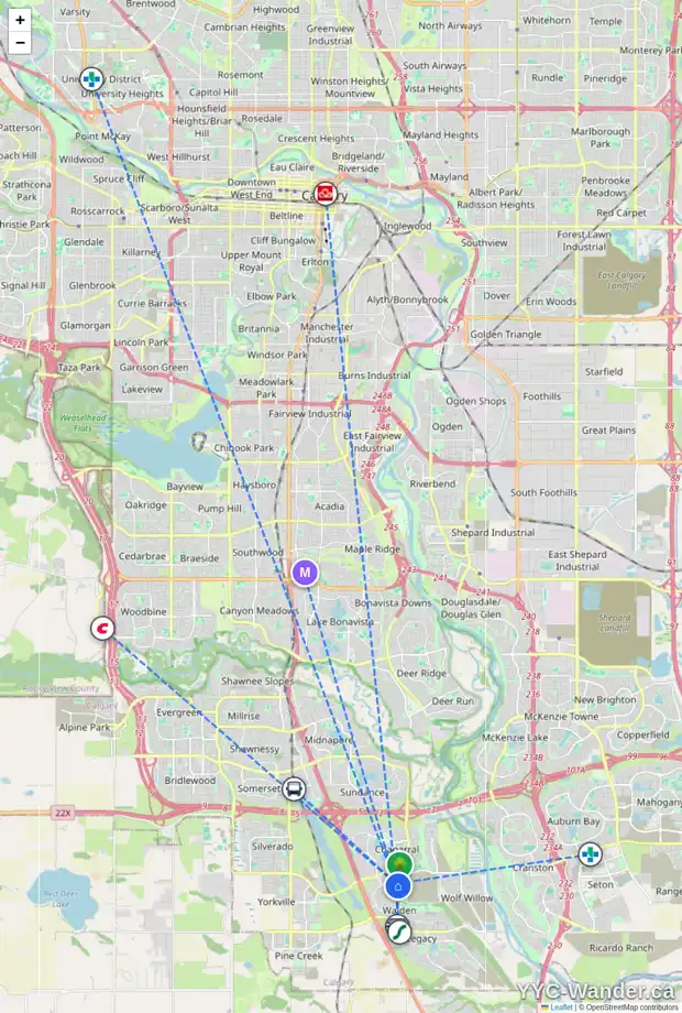 Daily accessibility map for 324 WALDEN SQ SE, Calgary showing nearby schools, grocery stores, parks, LRT stations and nearby amenities