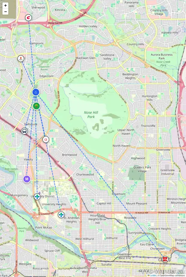 Daily accessibility map for 115 EDENSTONE VW NW, Calgary showing nearby schools, grocery stores, parks, LRT stations and nearby amenities