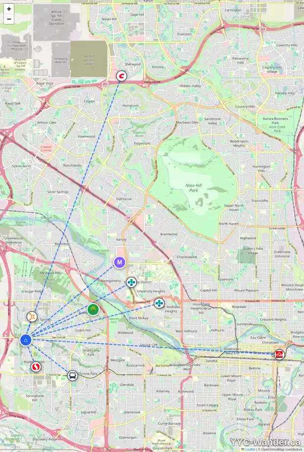 Daily accessibility map for 145 ASPEN ACRES MR SW, Calgary showing nearby schools, grocery stores, parks, LRT stations and nearby amenities