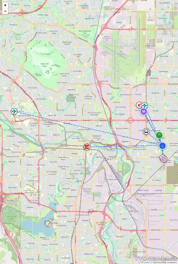 Daily accessibility map for 735 FORLEE DR SE, Calgary showing nearby schools, grocery stores, parks, LRT stations and nearby amenities