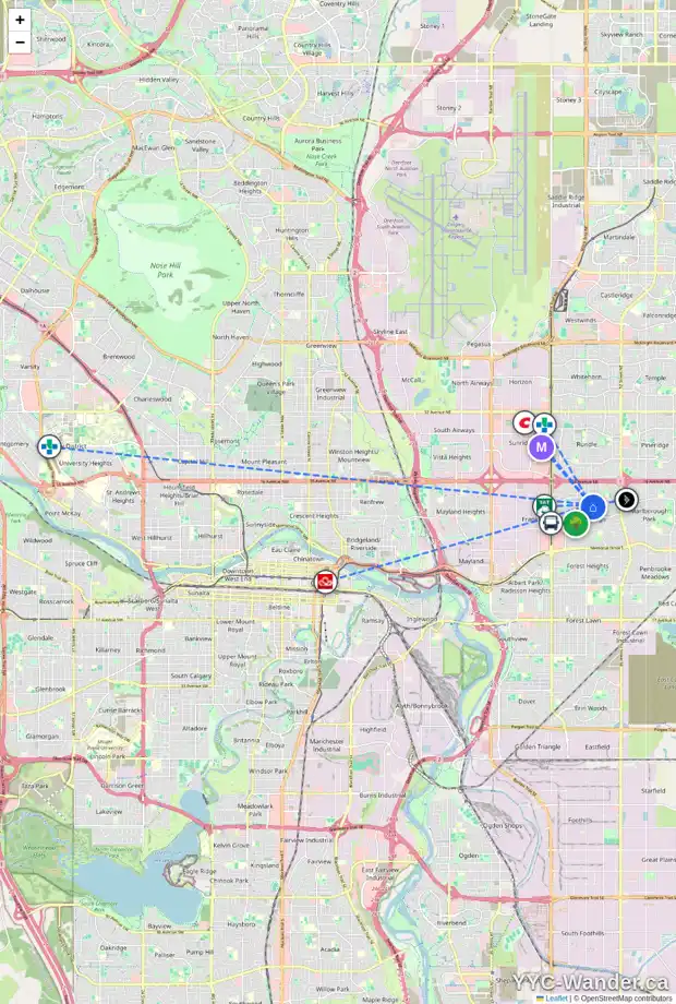 Daily accessibility map for 941 MARCOMBE DR NE, Calgary showing nearby schools, grocery stores, parks, LRT stations and nearby amenities