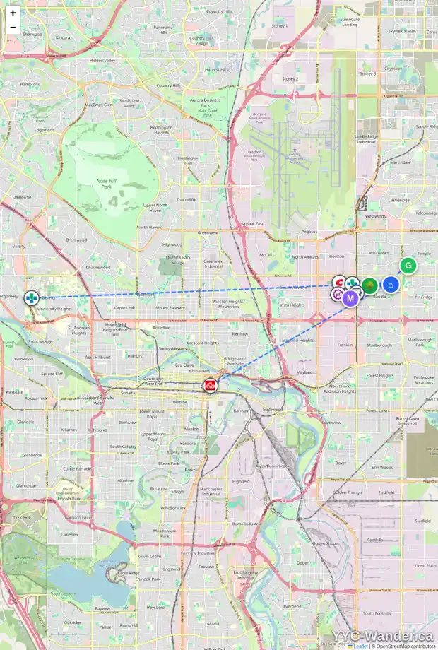 Daily accessibility map for 828 RUNDLESIDE DR NE, Calgary showing nearby schools, grocery stores, parks, LRT stations and nearby amenities