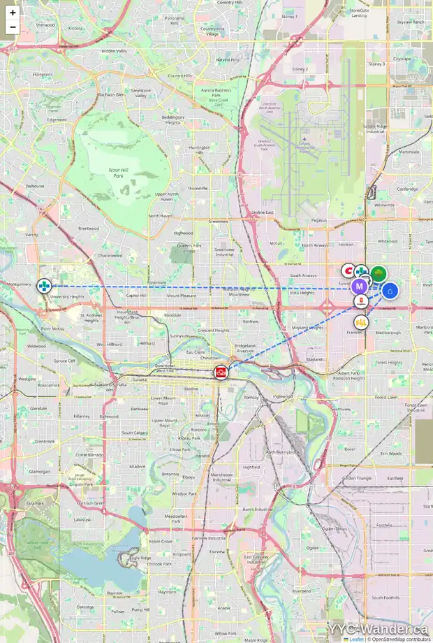 Daily accessibility map for 4764 RUNDLEWOOD DR NE, Calgary showing nearby schools, grocery stores, parks, LRT stations and nearby amenities