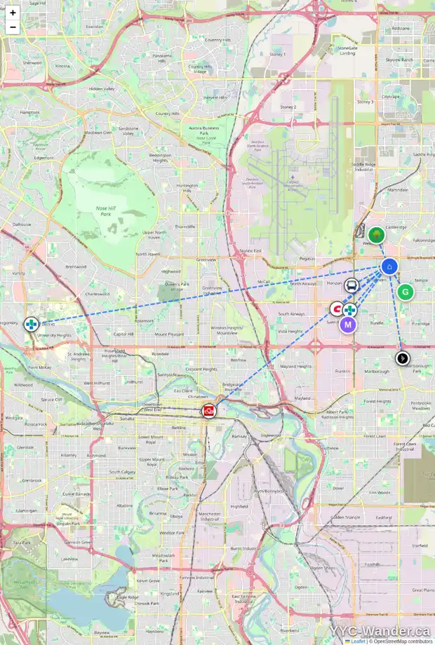 Daily accessibility map for 121 WHITEWOOD PL NE, Calgary showing nearby schools, grocery stores, parks, LRT stations and nearby amenities