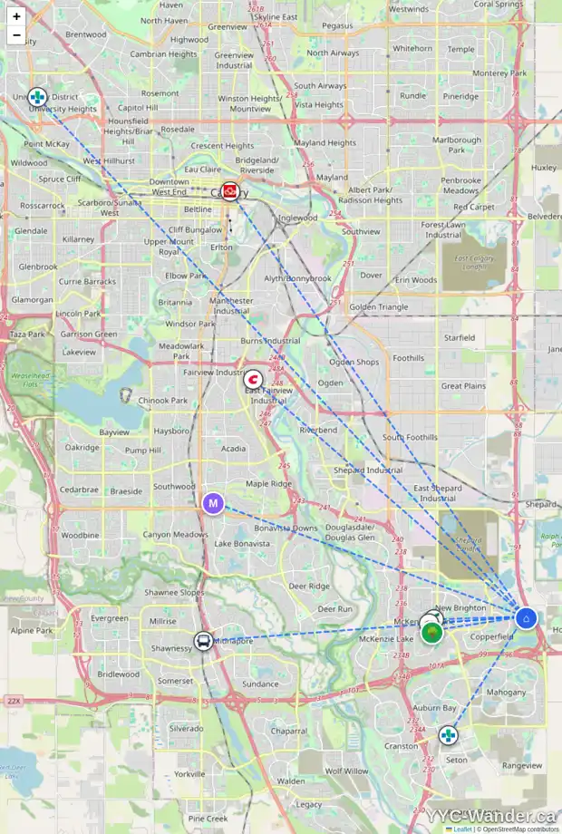 Daily accessibility map for 70 COPPERPOND ST SE, Calgary showing nearby schools, grocery stores, parks, LRT stations and nearby amenities