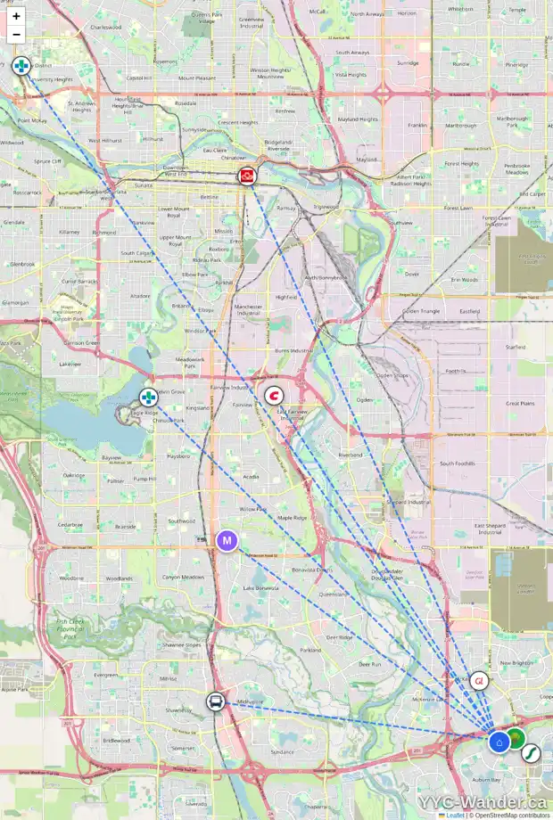 Daily accessibility map for 134 AUBURN GLEN GD SE, Calgary showing nearby schools, grocery stores, parks, LRT stations and nearby amenities