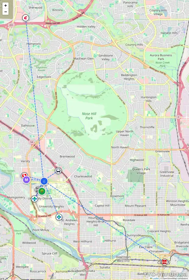 Daily accessibility map for 24 VARMOOR PL NW, Calgary showing nearby schools, grocery stores, parks, LRT stations and nearby amenities