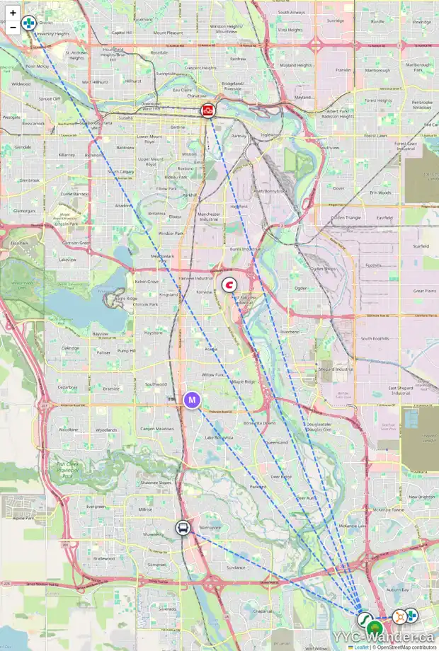 Daily accessibility map for 429 CRANBERRY PA SE, Calgary showing nearby schools, grocery stores, parks, LRT stations and nearby amenities