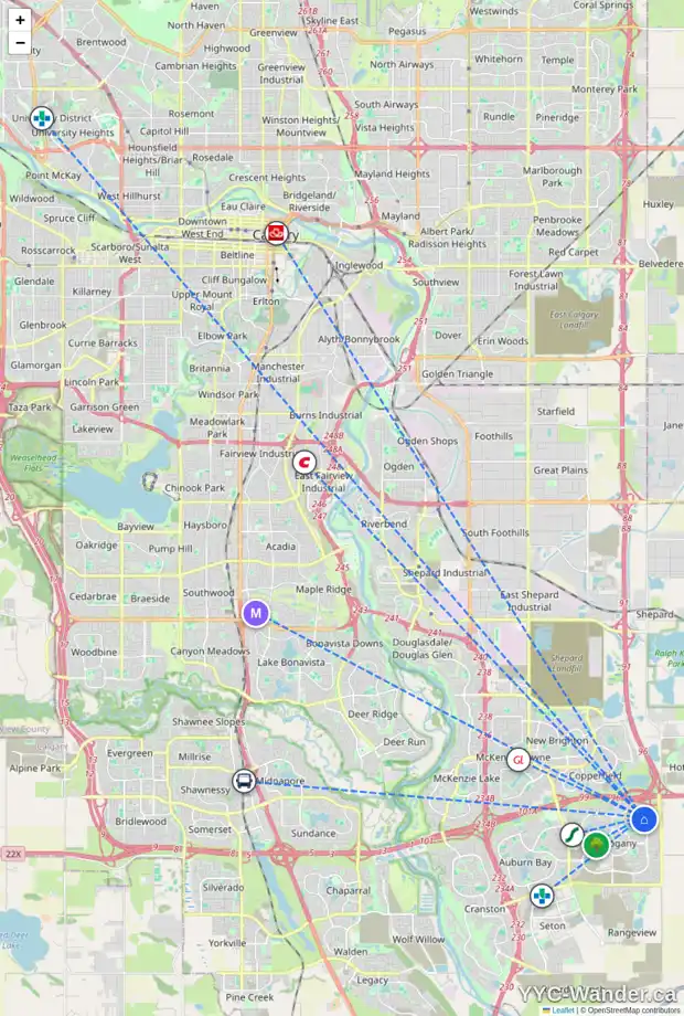 Daily accessibility map for 35 MARQUIS CR SE, Calgary showing nearby schools, grocery stores, parks, LRT stations and nearby amenities