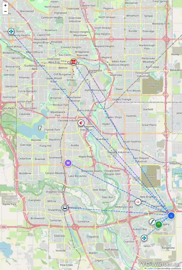 Daily accessibility map for 31 MARQUIS GR SE, Calgary showing nearby schools, grocery stores, parks, LRT stations and nearby amenities