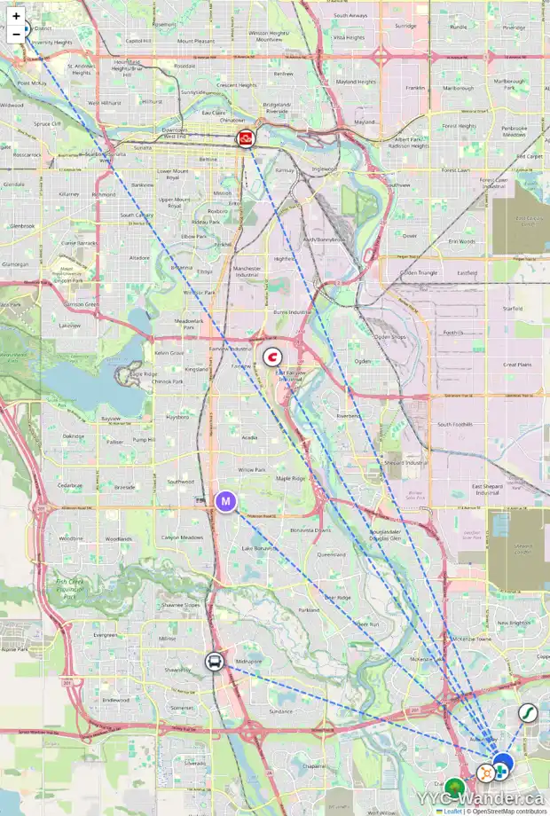 Daily accessibility map for 315 AUBURN BAY CI SE, Calgary showing nearby schools, grocery stores, parks, LRT stations and nearby amenities