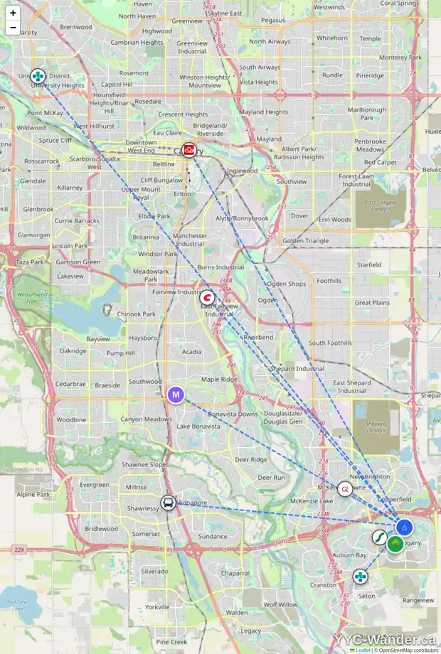 Daily accessibility map for 158 MAHOGANY BV SE, Calgary showing nearby schools, grocery stores, parks, LRT stations and nearby amenities