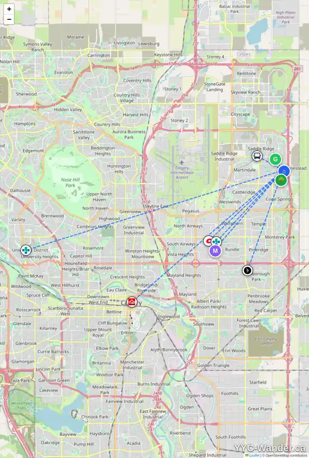 Daily accessibility map for 3111 333 TARALAKE WY NE, Calgary showing nearby schools, grocery stores, parks, LRT stations and nearby amenities