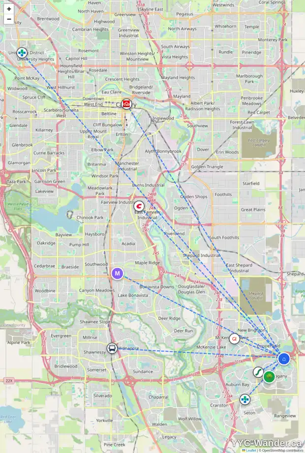 Daily accessibility map for 296 MARQUIS HT SE, Calgary showing nearby schools, grocery stores, parks, LRT stations and nearby amenities