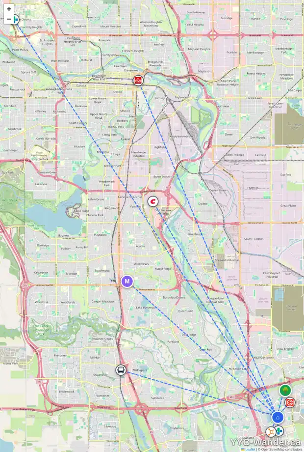 Daily accessibility map for 155 AUBURN SHORES WY SE, Calgary showing nearby schools, grocery stores, parks, LRT stations and nearby amenities