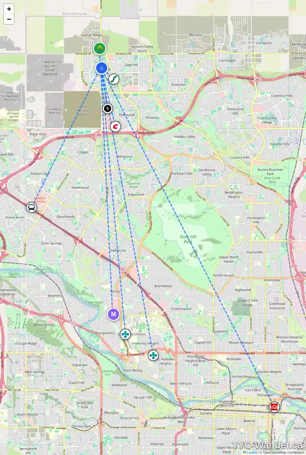 Daily accessibility map for 359 NOLAN HILL DR NW, Calgary showing nearby schools, grocery stores, parks, LRT stations and nearby amenities