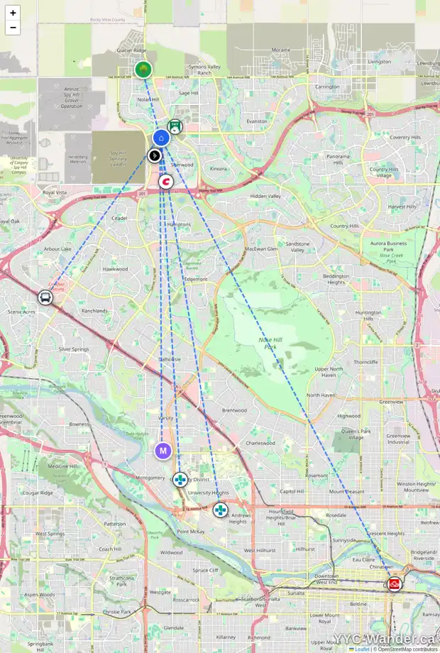 Daily accessibility map for 178 SHERVIEW HT NW, Calgary showing nearby schools, grocery stores, parks, LRT stations and nearby amenities