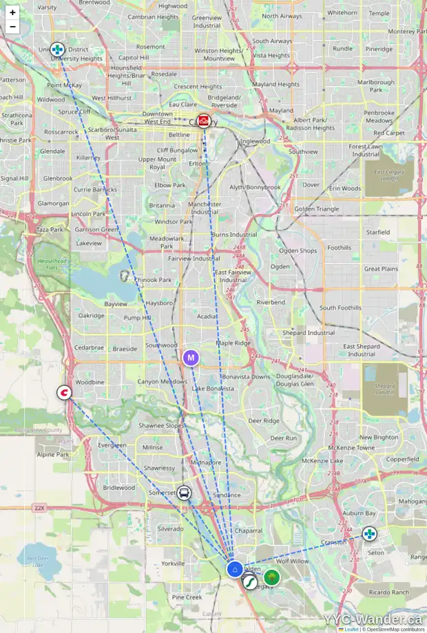 Daily accessibility map for 68 WALDEN PR SE, Calgary showing nearby schools, grocery stores, parks, LRT stations and nearby amenities