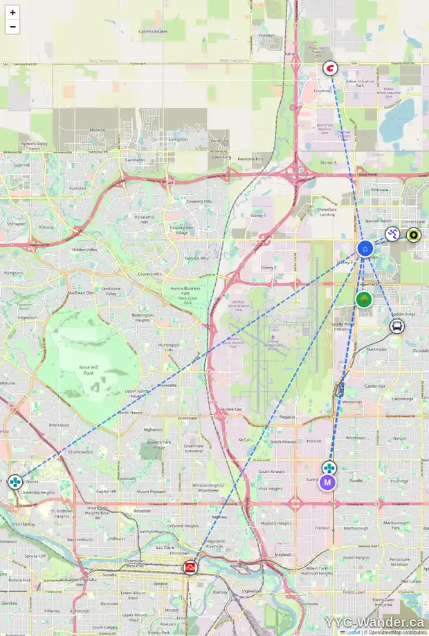 Daily accessibility map for 268 CITYSCAPE GD NE, Calgary showing nearby schools, grocery stores, parks, LRT stations and nearby amenities