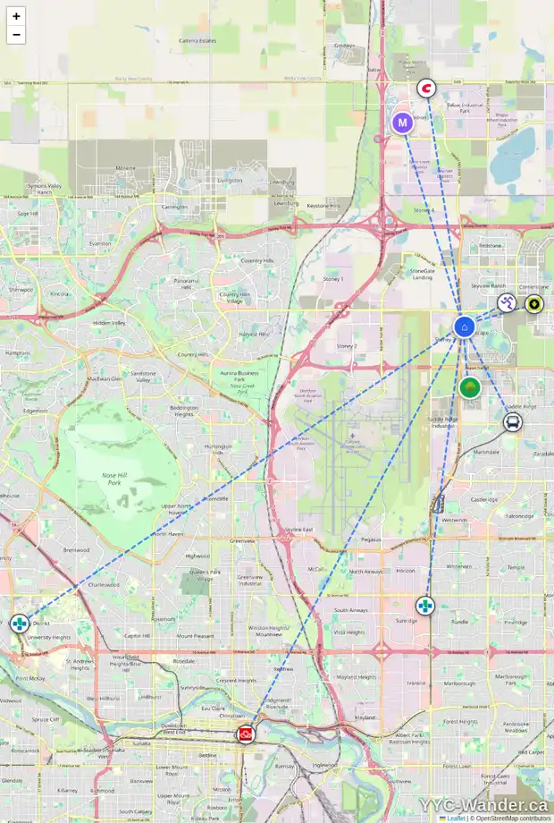 Daily accessibility map for 49 CITYSCAPE MR NE, Calgary showing nearby schools, grocery stores, parks, LRT stations and nearby amenities
