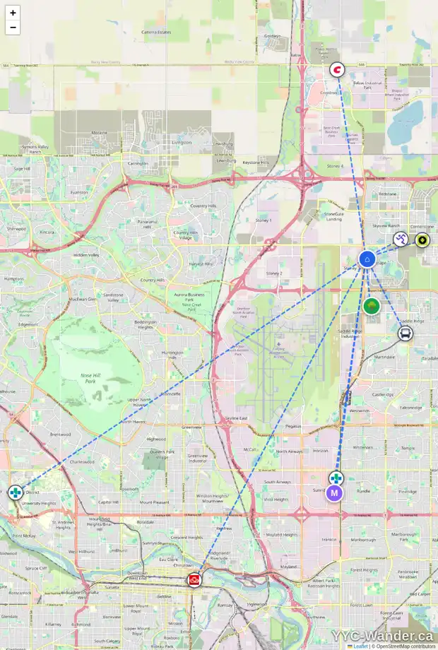 Daily accessibility map for 56 CITYSCAPE GD NE, Calgary showing nearby schools, grocery stores, parks, LRT stations and nearby amenities