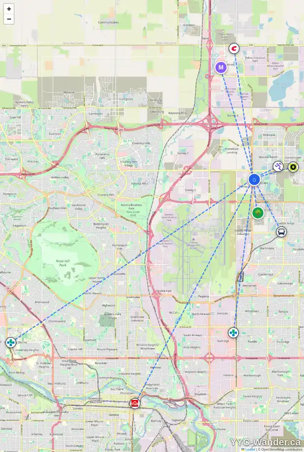Daily accessibility map for 93 CITYSCAPE GD NE, Calgary showing nearby schools, grocery stores, parks, LRT stations and nearby amenities