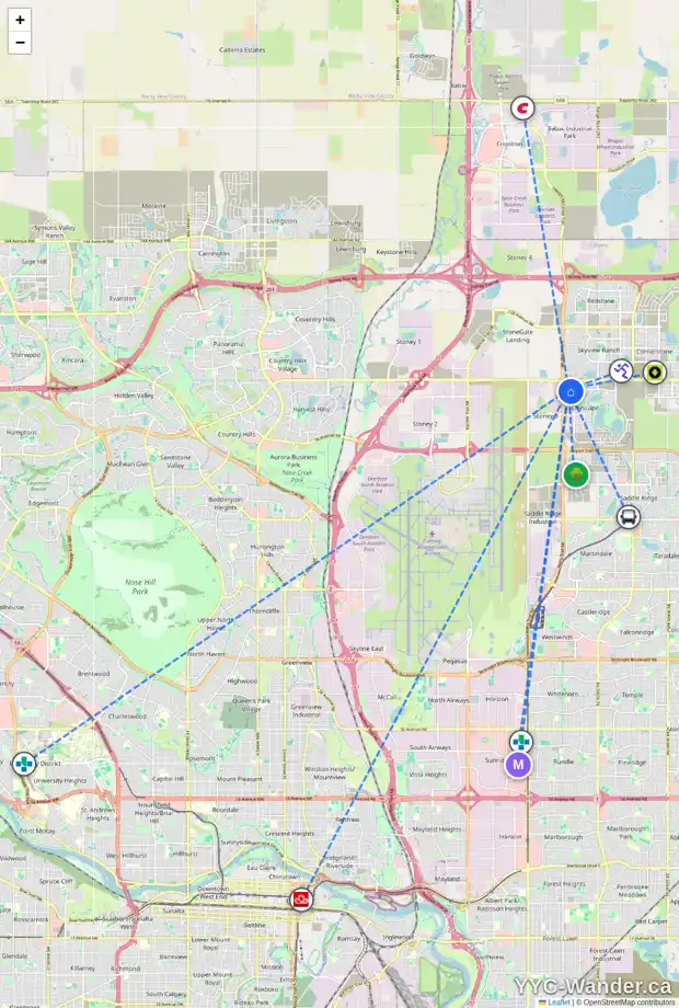 Daily accessibility map for 177 CITYSCAPE GD NE, Calgary showing nearby schools, grocery stores, parks, LRT stations and nearby amenities