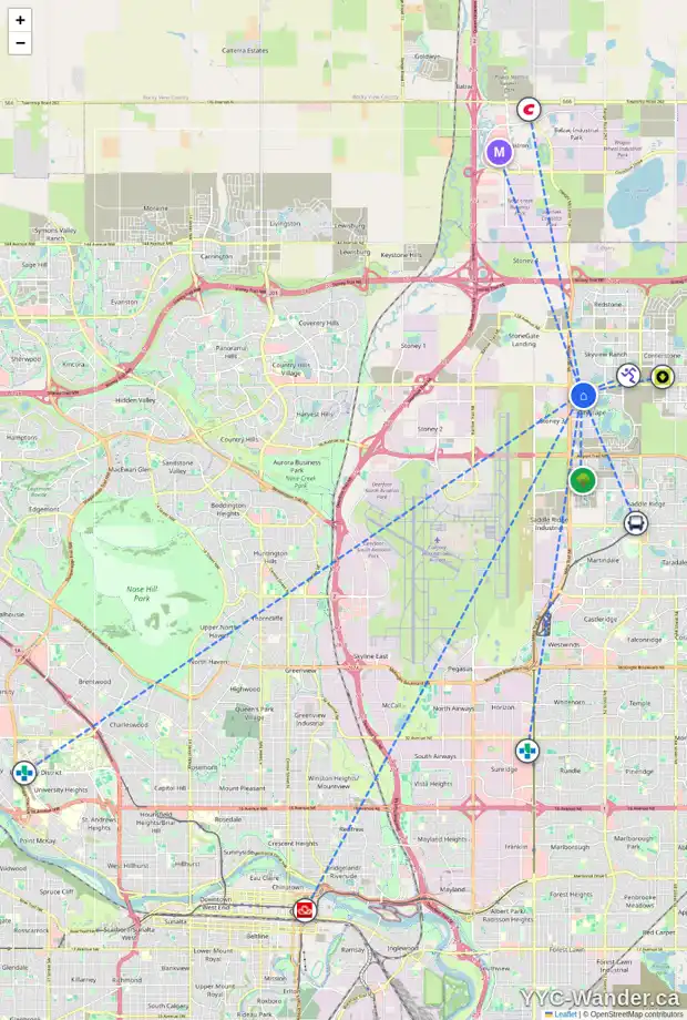 Daily accessibility map for 239 CITYSCAPE GD NE, Calgary showing nearby schools, grocery stores, parks, LRT stations and nearby amenities