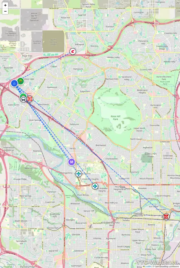 Daily accessibility map for 30 ARBOUR STONE CR NW, Calgary showing nearby schools, grocery stores, parks, LRT stations and nearby amenities