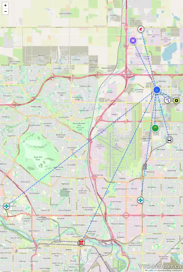 Daily accessibility map for 3201 155 SKYVIEW RANCH WY NE, Calgary showing nearby schools, grocery stores, parks, LRT stations and nearby amenities