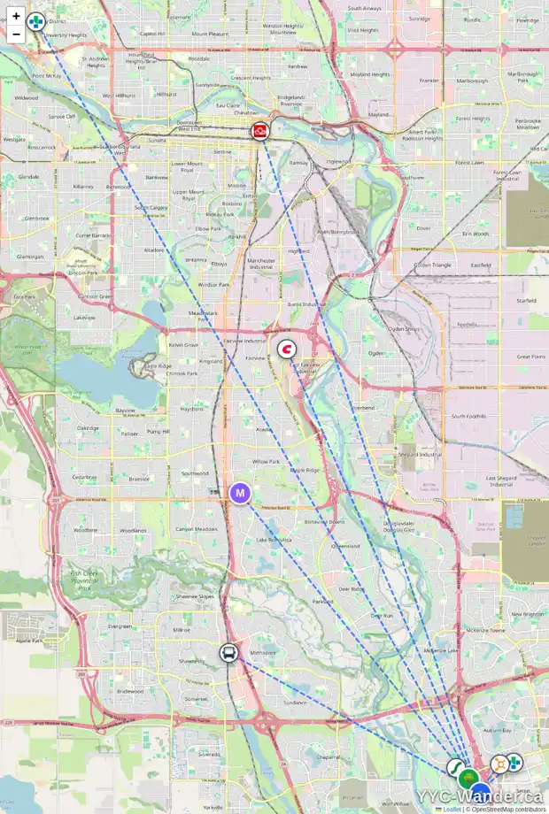 Daily accessibility map for 294 CRANFORD DR SE, Calgary showing nearby schools, grocery stores, parks, LRT stations and nearby amenities