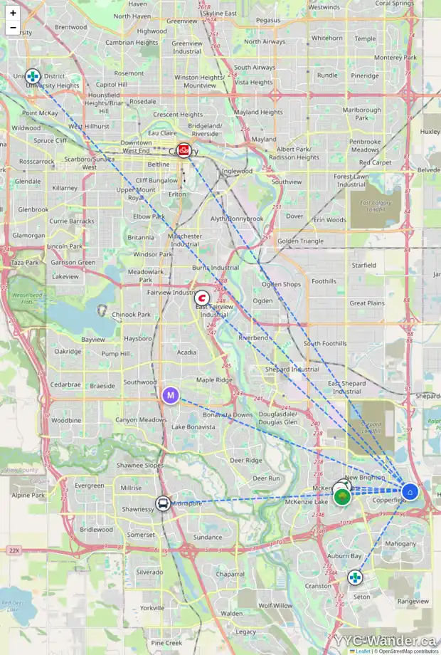 Daily accessibility map for 84 COPPERSTONE DR SE, Calgary showing nearby schools, grocery stores, parks, LRT stations and nearby amenities