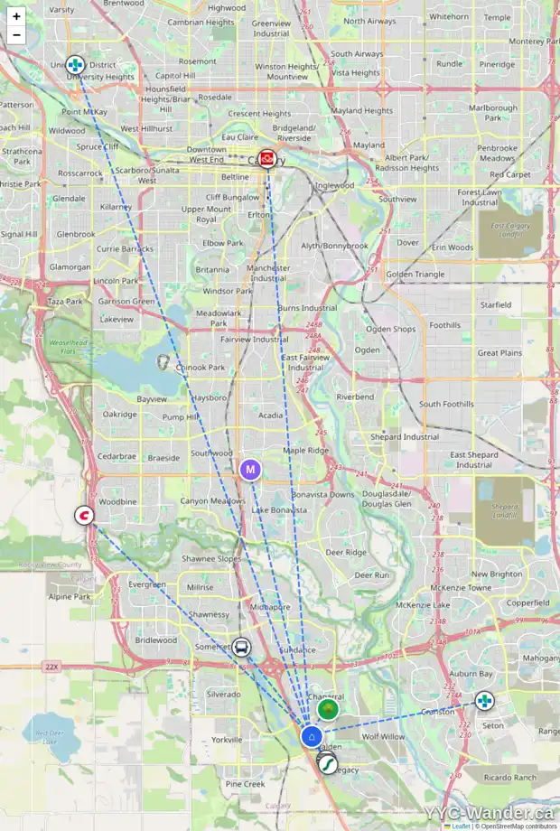 Daily accessibility map for 326 WALDEN CI SE, Calgary showing nearby schools, grocery stores, parks, LRT stations and nearby amenities