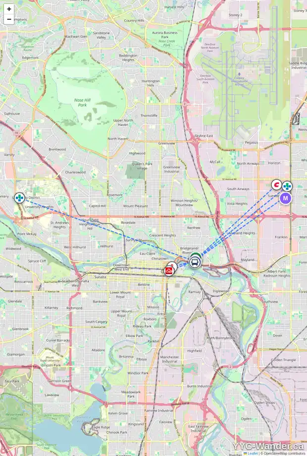 Daily accessibility map for 418 955 MCPHERSON RD NE, Calgary showing nearby schools, grocery stores, parks, LRT stations and nearby amenities