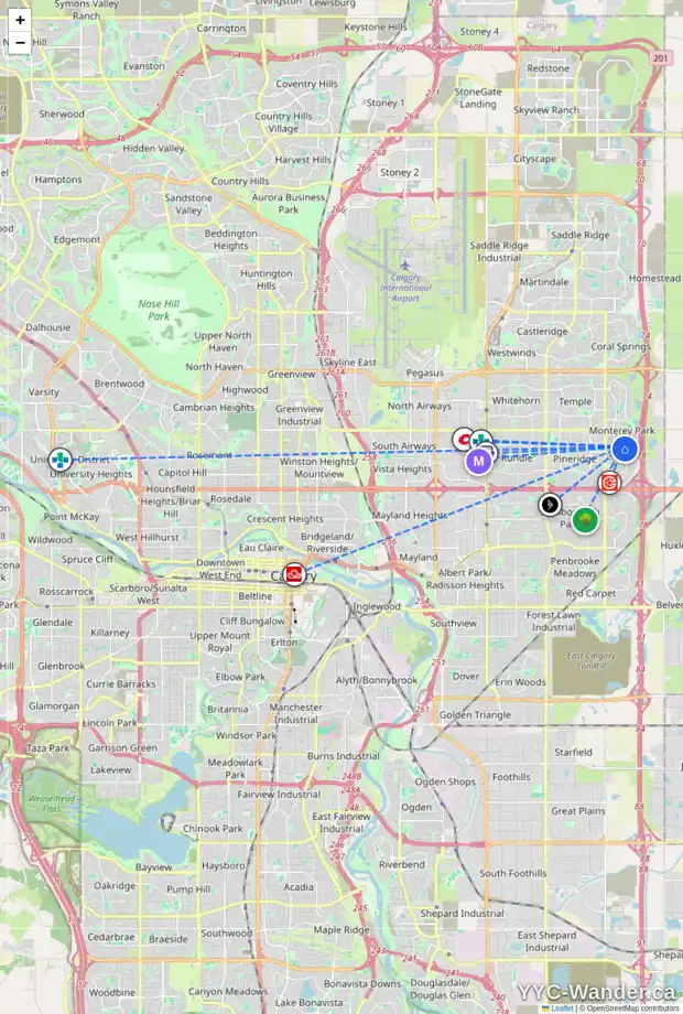 Daily accessibility map for 440 CALIFORNIA PL NE, Calgary showing nearby schools, grocery stores, parks, LRT stations and nearby amenities