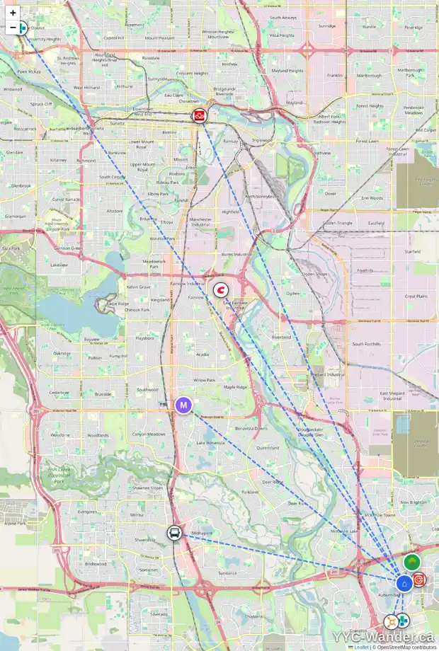 Daily accessibility map for 160 AUBURN MEADOWS CR SE, Calgary showing nearby schools, grocery stores, parks, LRT stations and nearby amenities