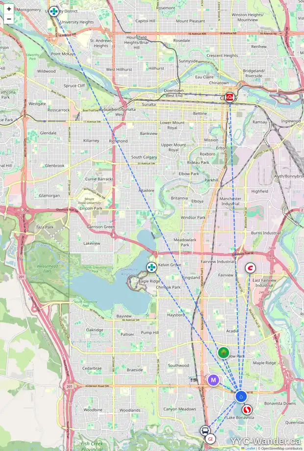 Daily accessibility map for 620 LAKE LINNET CR SE, Calgary showing nearby schools, grocery stores, parks, LRT stations and nearby amenities