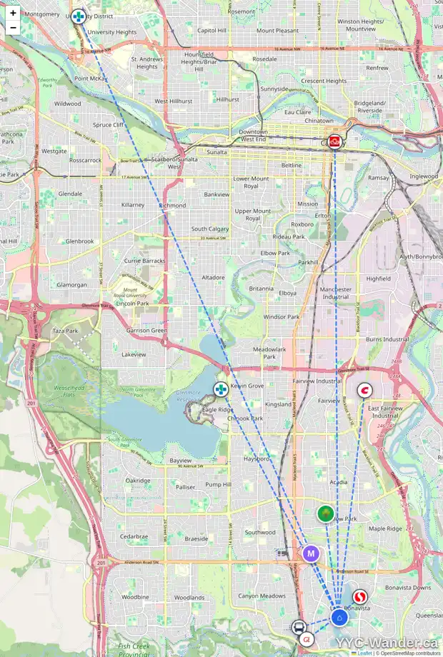 Daily accessibility map for 2048 LAKE BONAVISTA DR SE, Calgary showing nearby schools, grocery stores, parks, LRT stations and nearby amenities