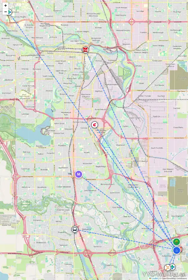 Daily accessibility map for 148 AUBURN MEADOWS BV SE, Calgary showing nearby schools, grocery stores, parks, LRT stations and nearby amenities
