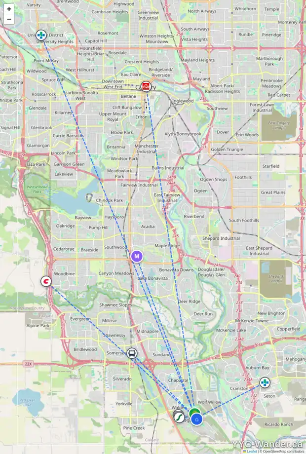 Daily accessibility map for 85 LEGACY CM SE, Calgary showing nearby schools, grocery stores, parks, LRT stations and nearby amenities