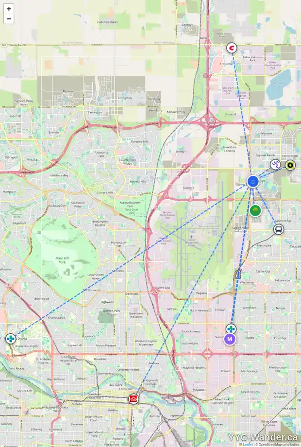 Daily accessibility map for 106 CITYSCAPE LN NE, Calgary showing nearby schools, grocery stores, parks, LRT stations and nearby amenities