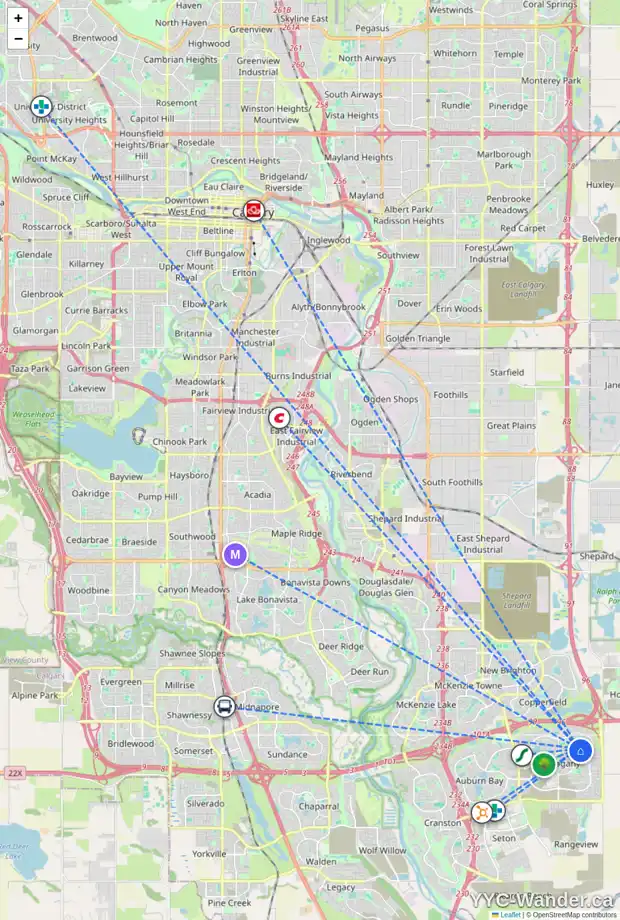 Daily accessibility map for 121 MARQUIS VW SE, Calgary showing nearby schools, grocery stores, parks, LRT stations and nearby amenities