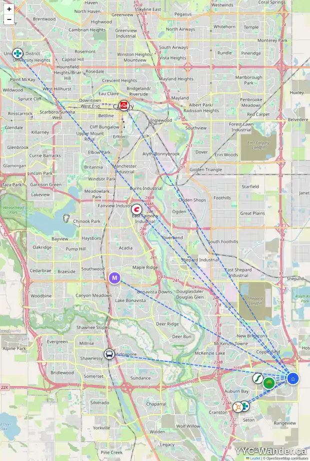 Daily accessibility map for 9 MARQUIS VW SE, Calgary showing nearby schools, grocery stores, parks, LRT stations and nearby amenities