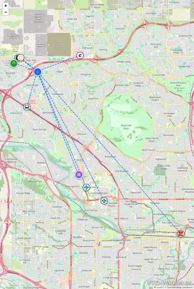 Daily accessibility map for 149 CITADEL FOREST CL NW, Calgary showing nearby schools, grocery stores, parks, LRT stations and nearby amenities
